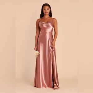 Birdy Grey Lisa Dress in Shiny Satin Desert Rose size small maxi dress